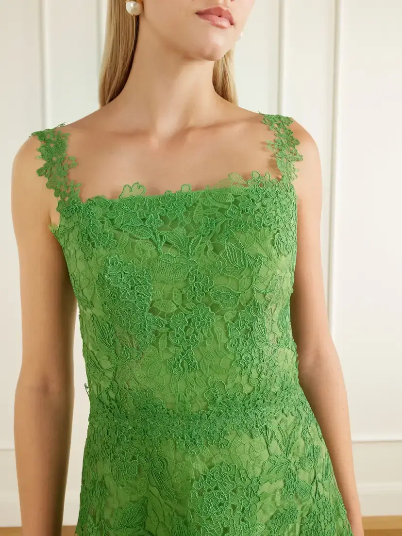 Carolina Herrera Lace-trimmed Crepe Midi Dress | Thumbnail 4 Carolina Herrera Lace-trimmed Crepe Midi Dress | Thumbnail 4
