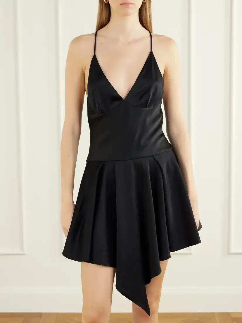 Stella McCartney Gathered Satin Mini Dress | Thumbnail 3 Stella McCartney Gathered Satin Mini Dress | Thumbnail 3