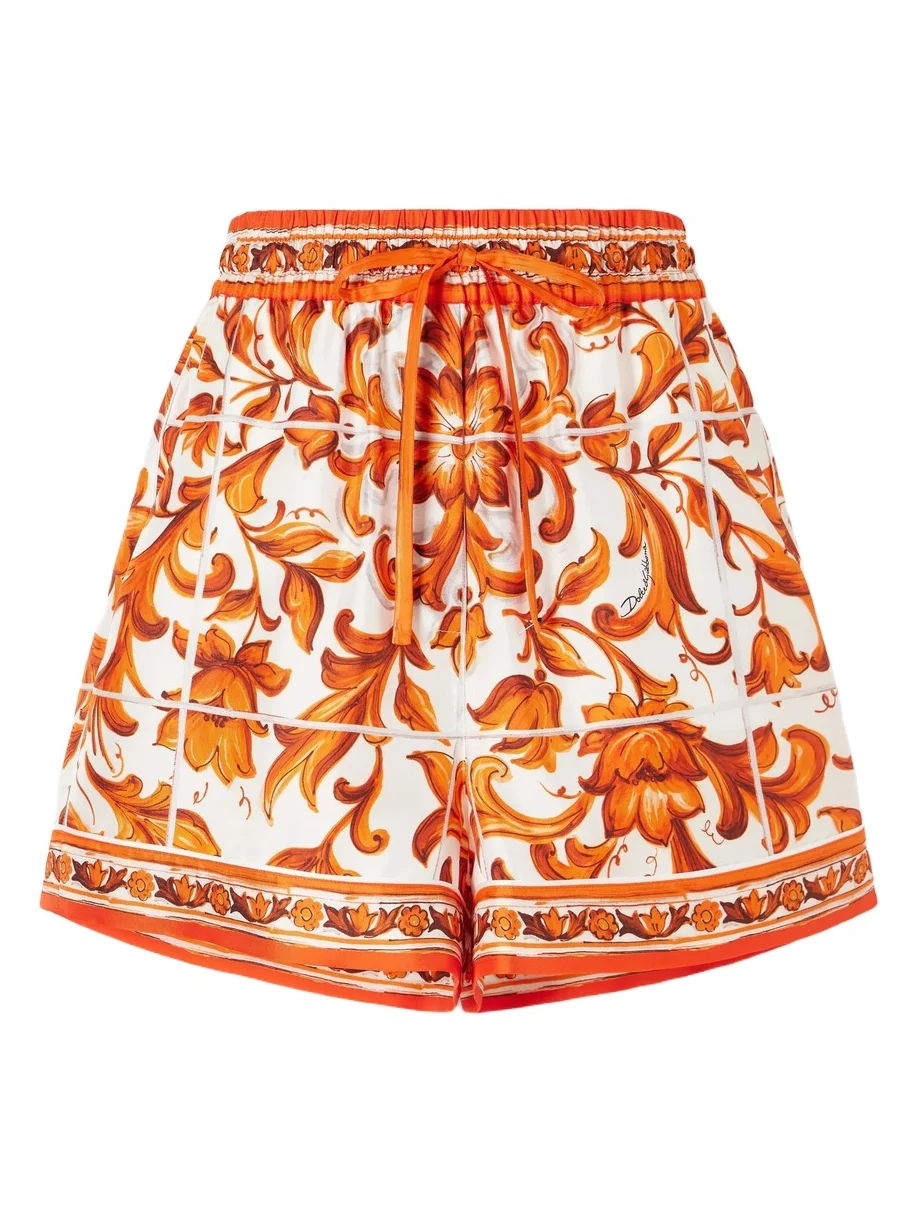 Dolce & Gabbana Floral-print Silk-twill Mini Shorts