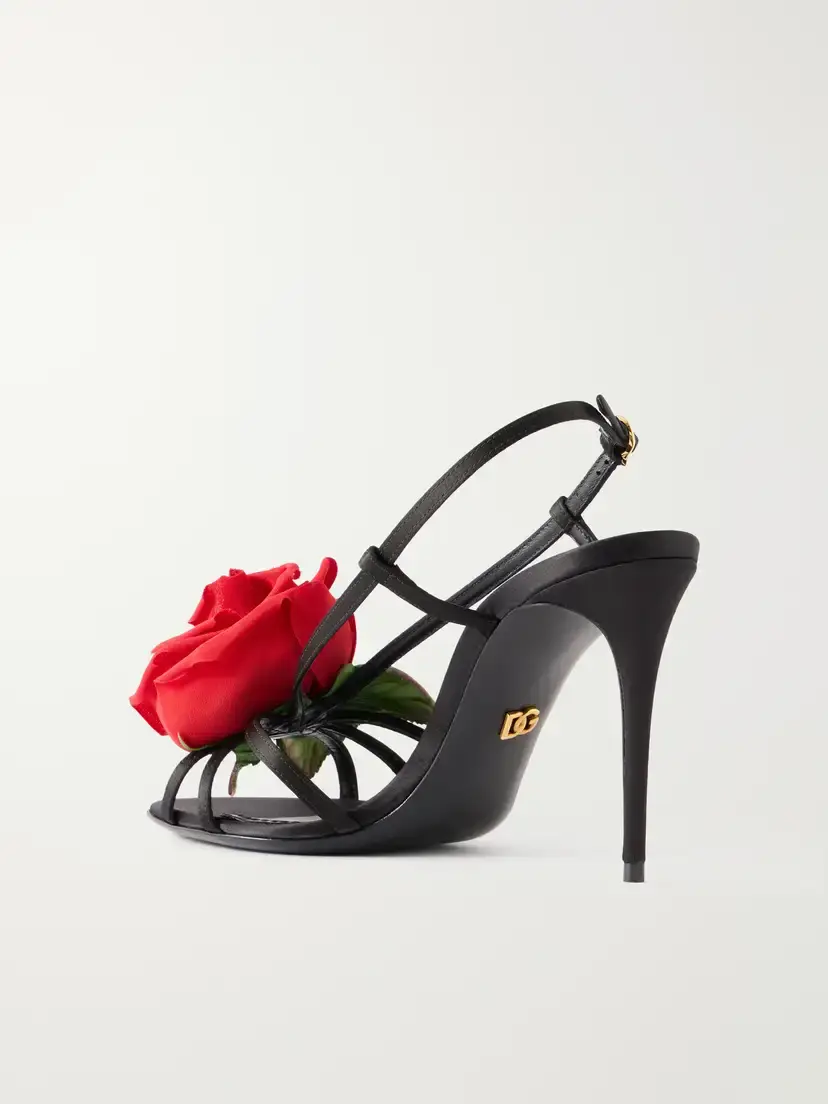 Dolce & Gabbana Floral-appliqué Satin Sandals | Thumbnail 3