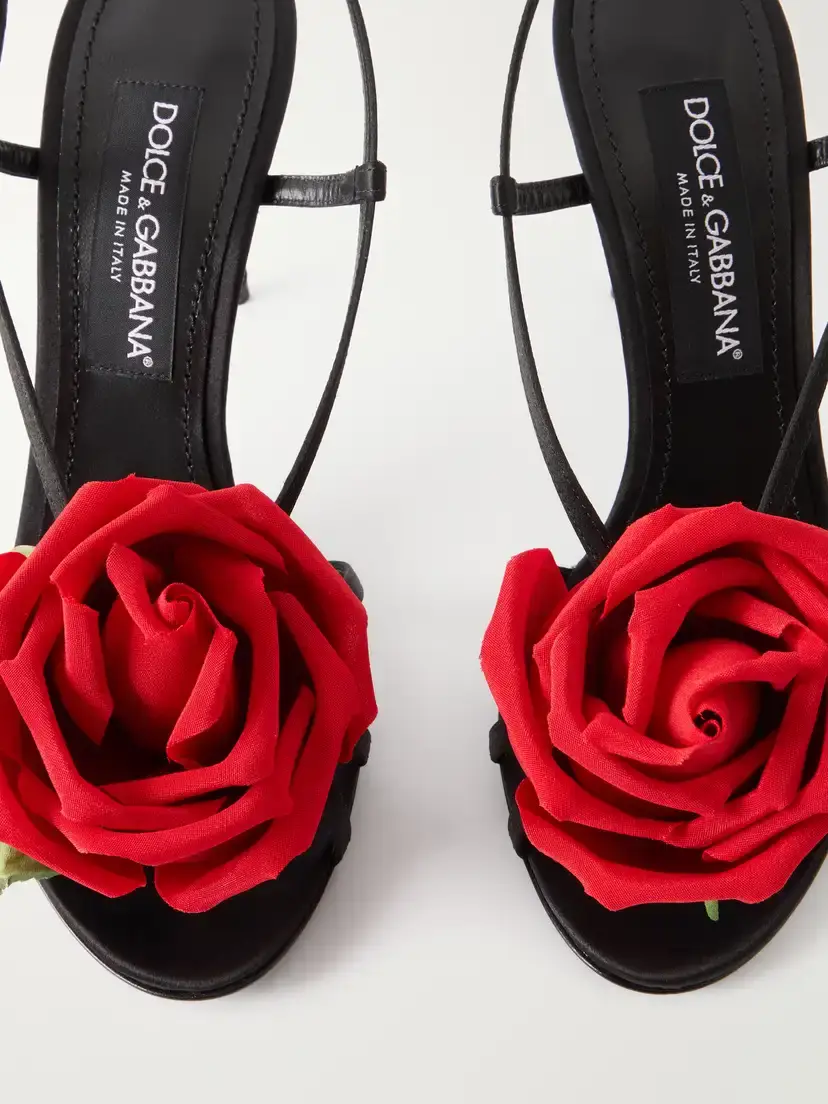 Dolce & Gabbana Floral-appliqué Satin Sandals | Thumbnail 5