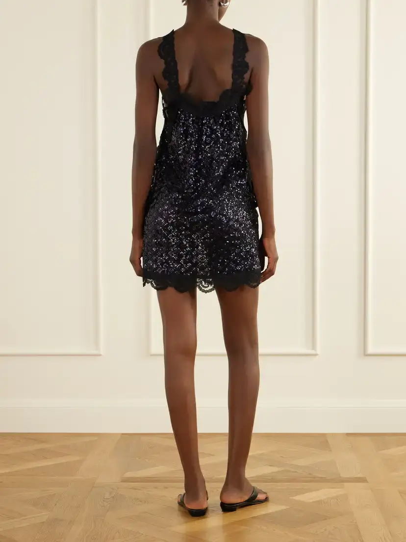 Loretta Caponi Fiocchini Bow-detailed Sequin-embellished Lace-trimmed Organza Mini Dress | Thumbnail 3 Loretta Caponi Fiocchini Bow-detailed Sequin-embellished Lace-trimmed Organza Mini Dress | Thumbnail 3