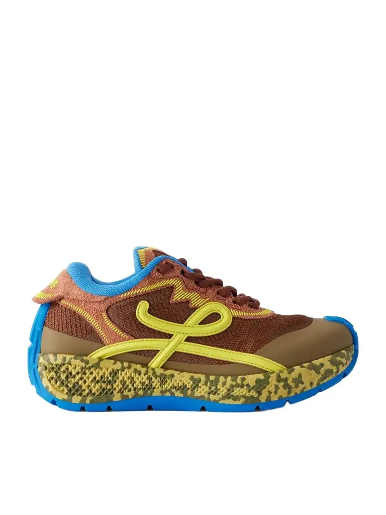 Loewe Pogo Logo-detailed Suede-trimmed Knitted Sneakers | Image 1 Loewe Pogo Logo-detailed Suede-trimmed Knitted Sneakers | Image 1