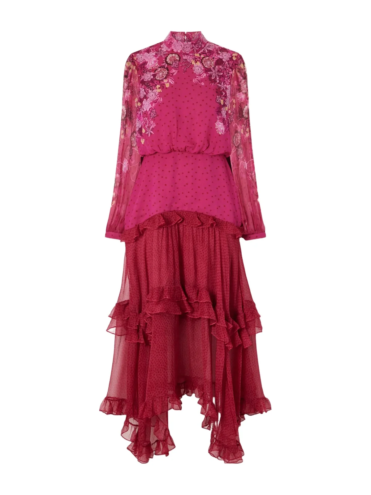 Jolie-c Asymmetric Tiered Floral-print Silk-georgette Maxi Dress Jolie-c Asymmetric Tiered Floral-print Silk-georgette Maxi Dress