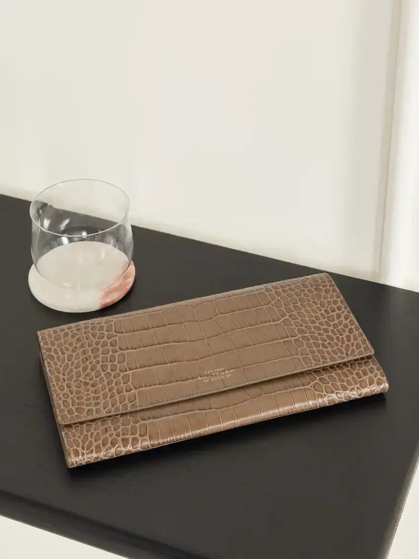 Smythson Mara Croc-effect Leather Jewelry Case | Thumbnail 2 Smythson Mara Croc-effect Leather Jewelry Case | Thumbnail 2