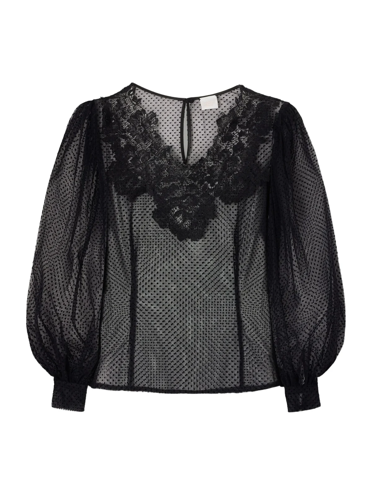 Loretta Caponi Lilly Lace-trimmed Organza Blouse