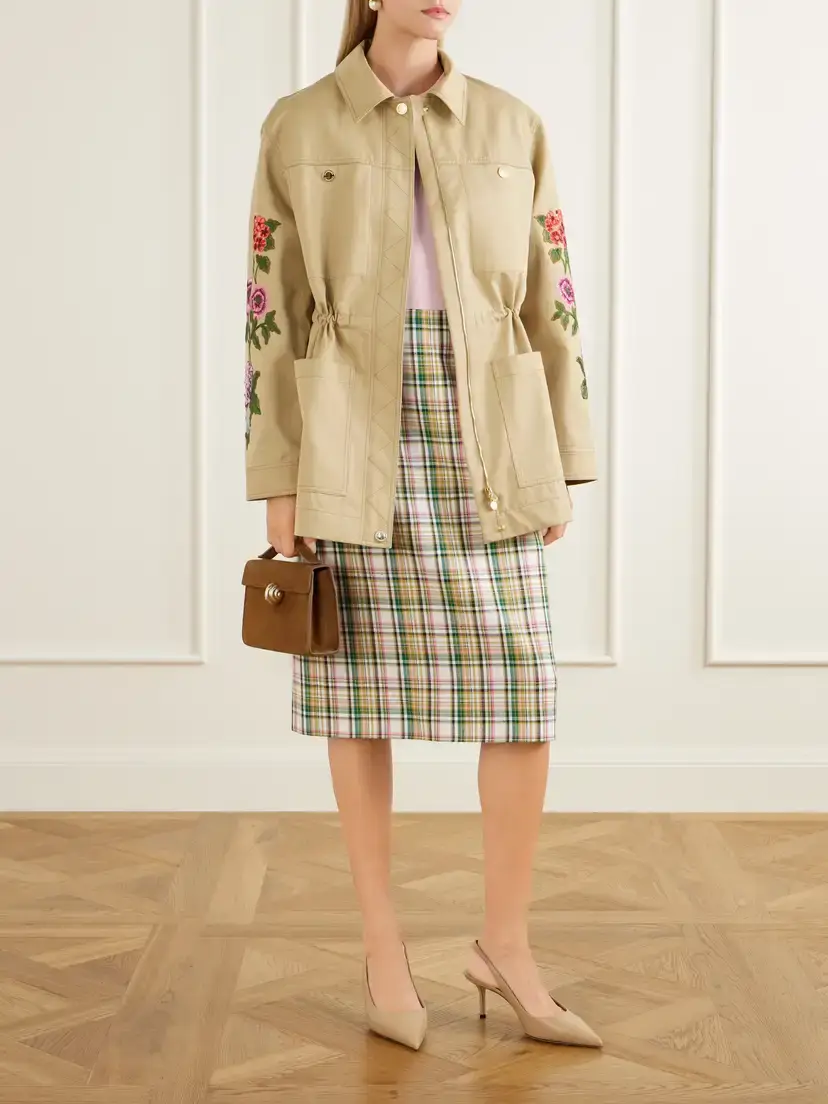 Carolina Herrera Floral-embroidered Cotton-gabardine Jacket | Thumbnail 2 Carolina Herrera Floral-embroidered Cotton-gabardine Jacket | Thumbnail 2
