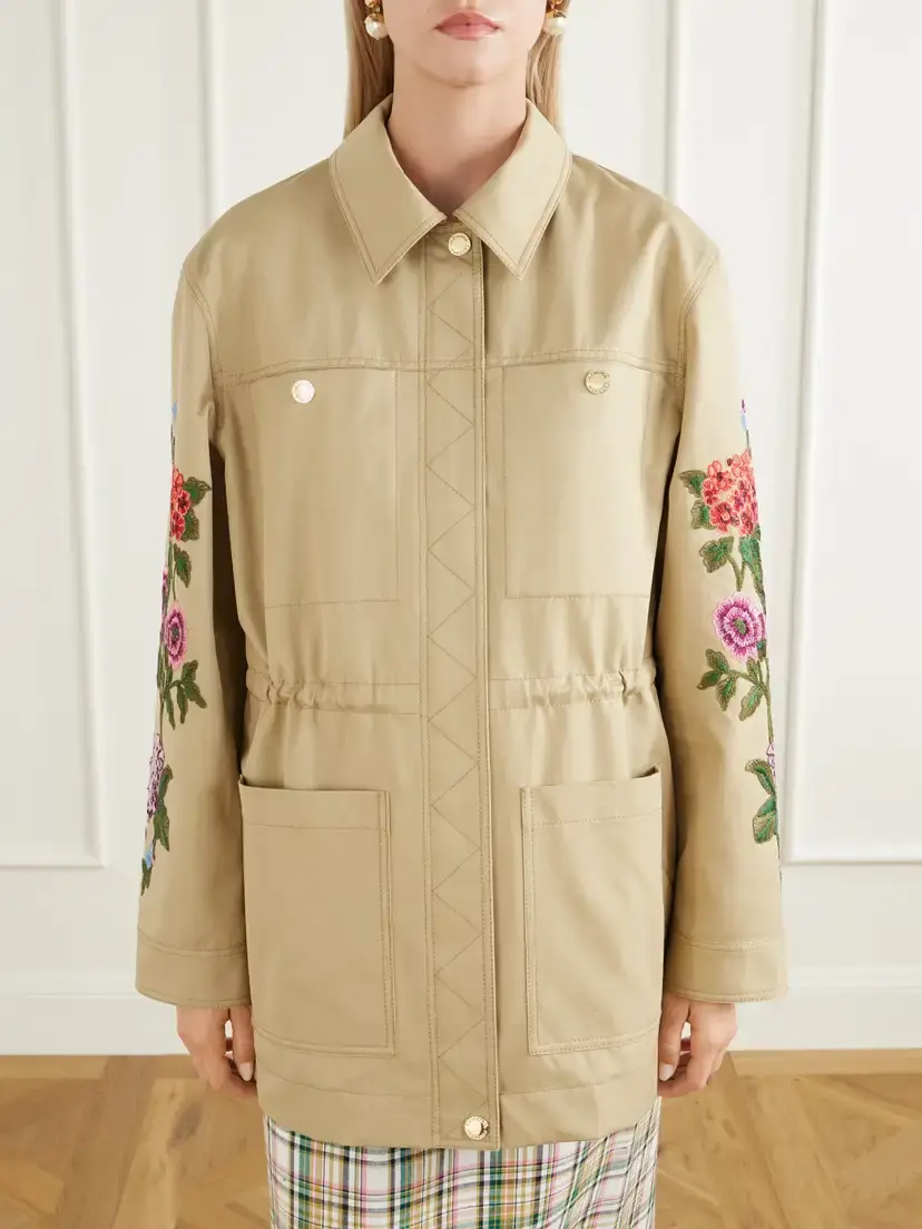 Carolina Herrera Floral-embroidered Cotton-gabardine Jacket | Thumbnail 3 Carolina Herrera Floral-embroidered Cotton-gabardine Jacket | Thumbnail 3