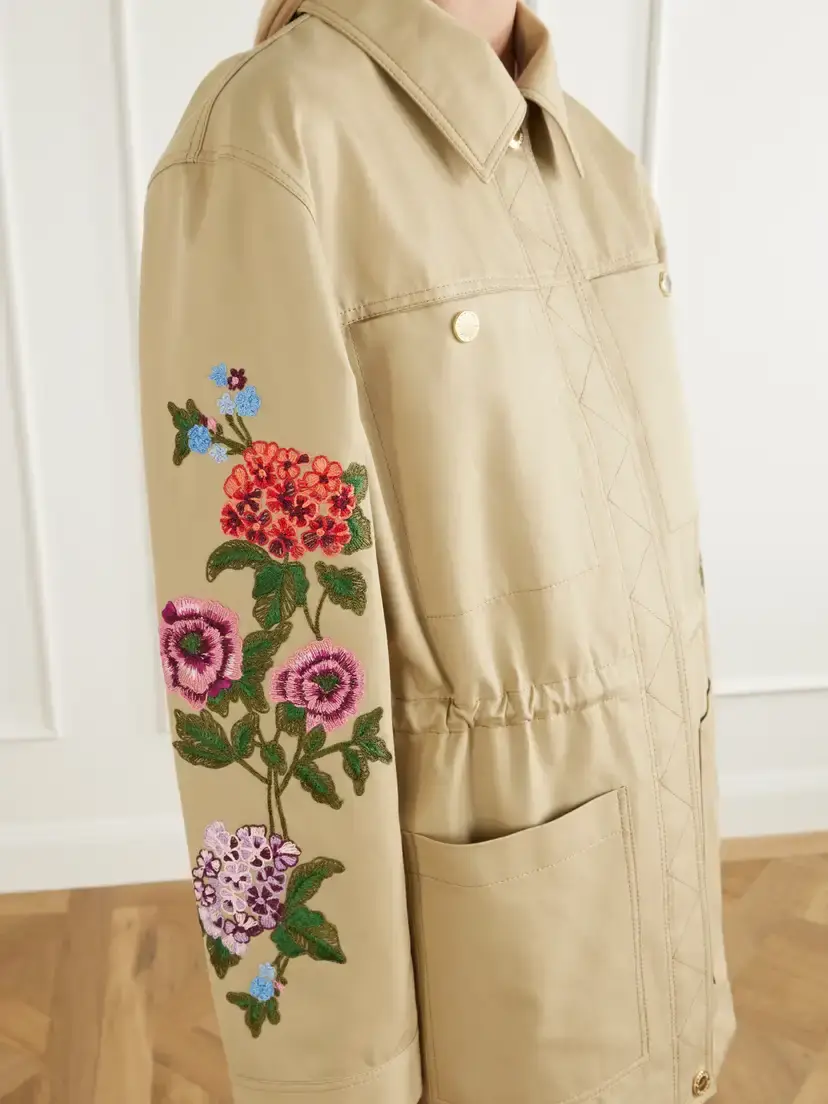 Carolina Herrera Floral-embroidered Cotton-gabardine Jacket | Thumbnail 5 Carolina Herrera Floral-embroidered Cotton-gabardine Jacket | Thumbnail 5