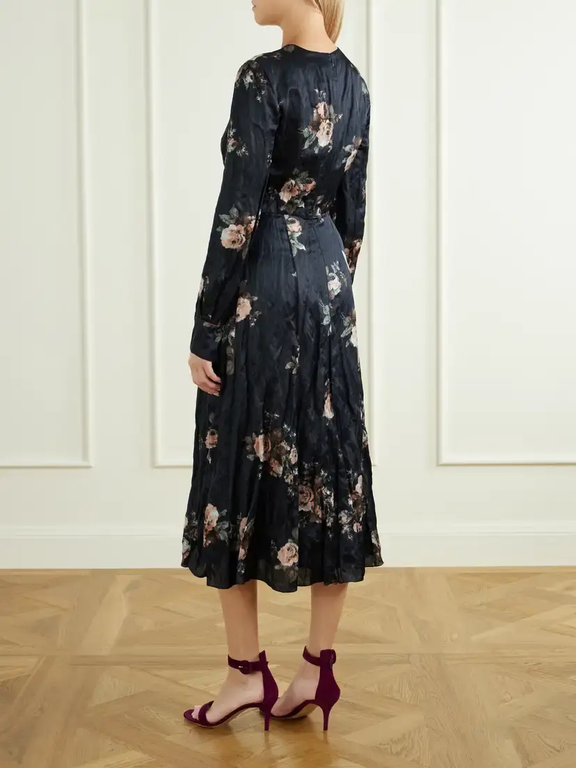 Erdem Floral-print Crinkled-satin Midi Dress | Thumbnail 3 Erdem Floral-print Crinkled-satin Midi Dress | Thumbnail 3