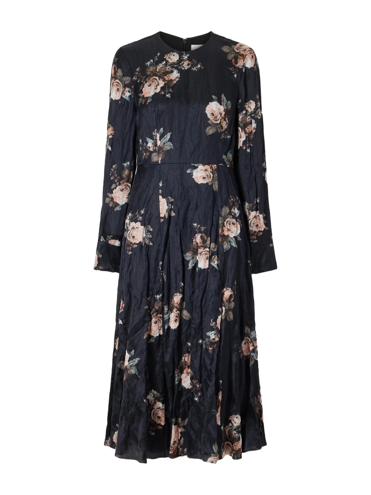 Floral-print Crinkled-satin Midi Dress