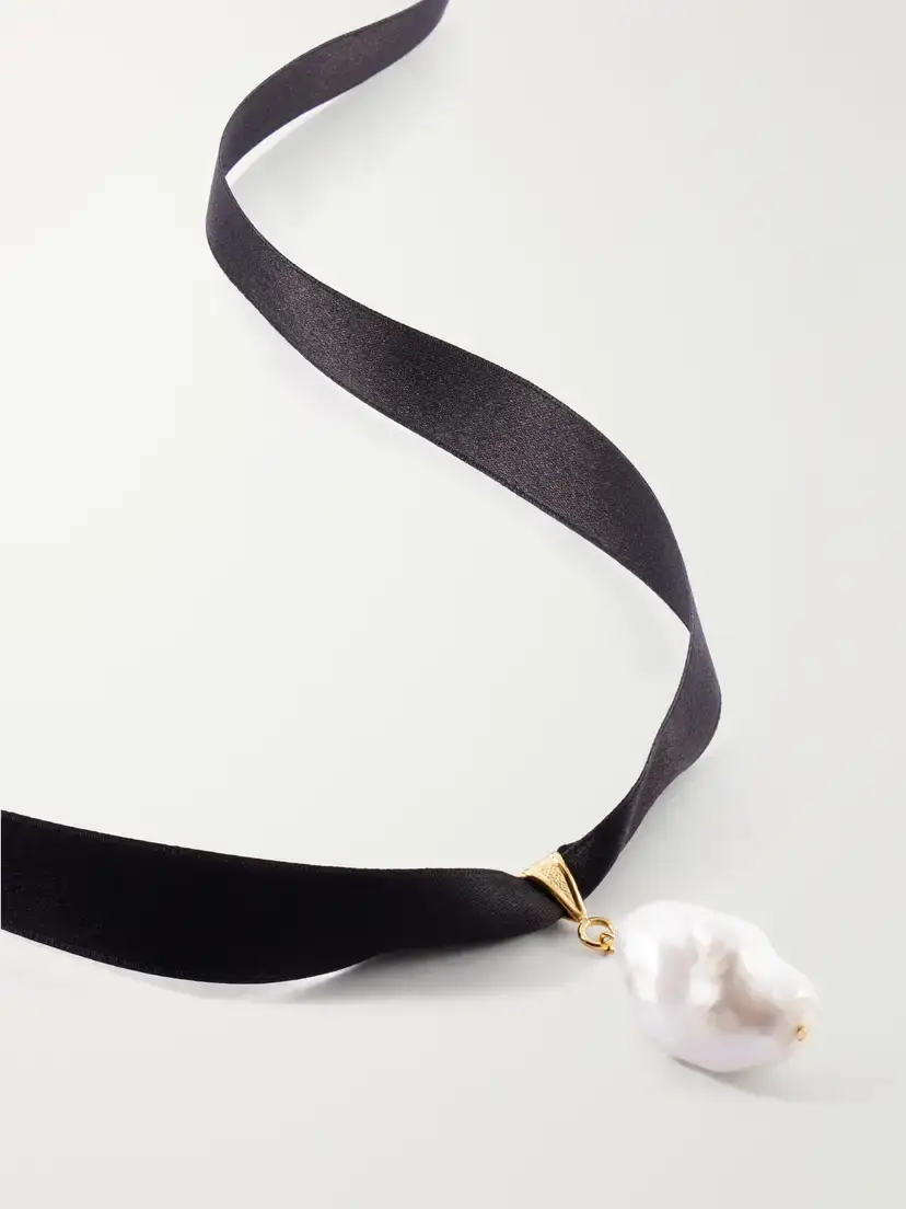 Jennifer Behr Martina Silk-satin Pearl Choker | Thumbnail 4