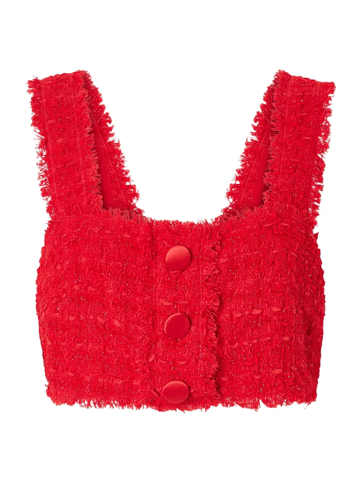 Dolce & Gabbana Cropped Frayed Metallic Cotton-blend Tweed Top