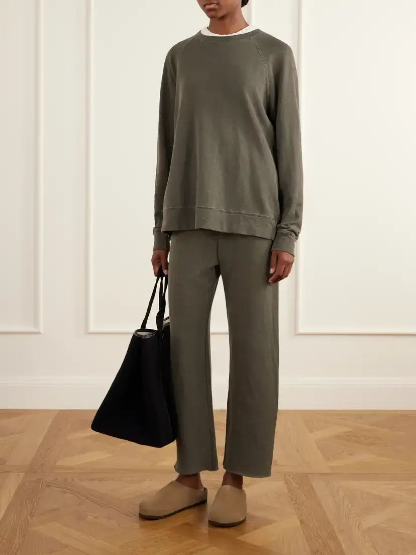 James Perse Cropped Brushed Cotton-terry Track Pants | Thumbnail 2 James Perse Cropped Brushed Cotton-terry Track Pants | Thumbnail 2