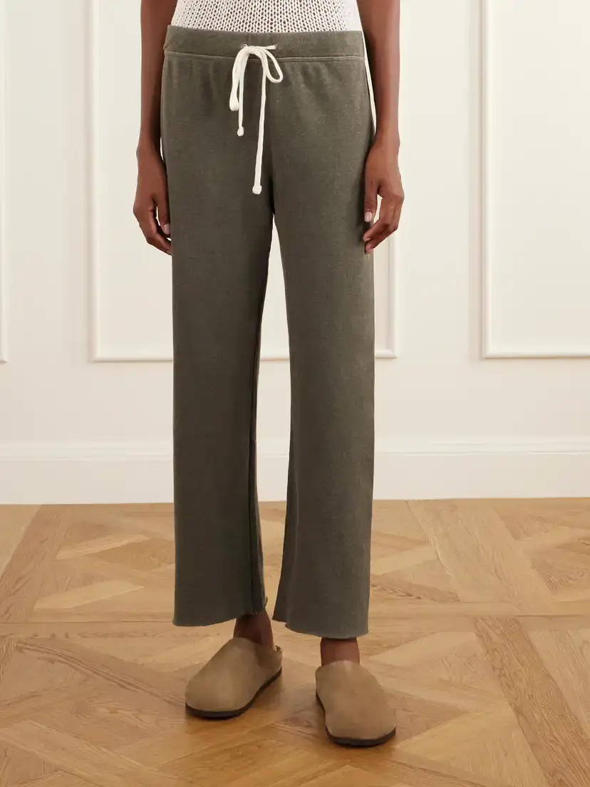 James Perse Cropped Brushed Cotton-terry Track Pants | Thumbnail 3 James Perse Cropped Brushed Cotton-terry Track Pants | Thumbnail 3