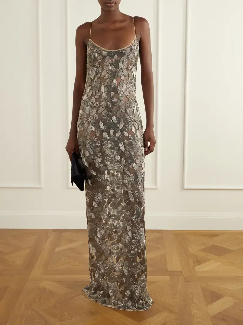 Ilkyaz Ozel Embellished Silver-tone Organza Gown | Thumbnail 2