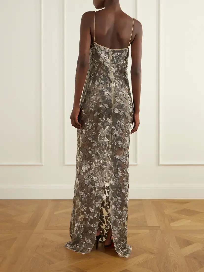 Ilkyaz Ozel Embellished Silver-tone Organza Gown | Thumbnail 3