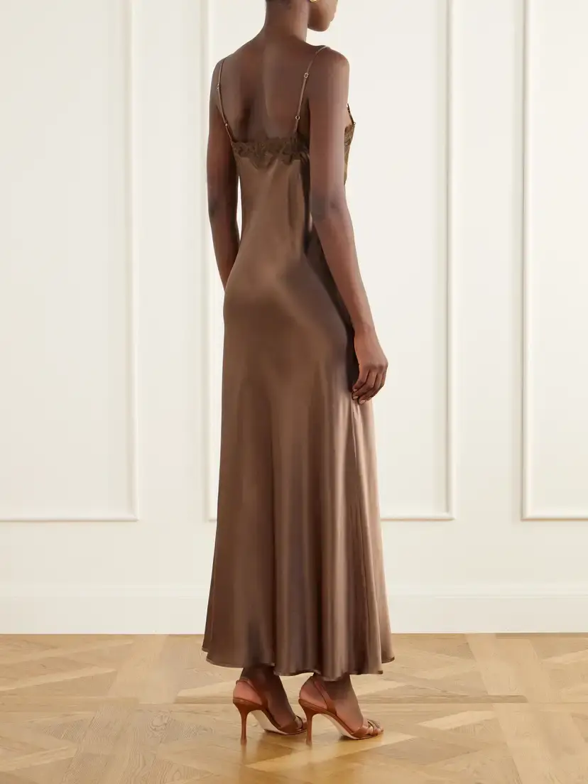 Loretta Caponi Giadeite Lace-trimmed Silk Maxi Dress | Thumbnail 3