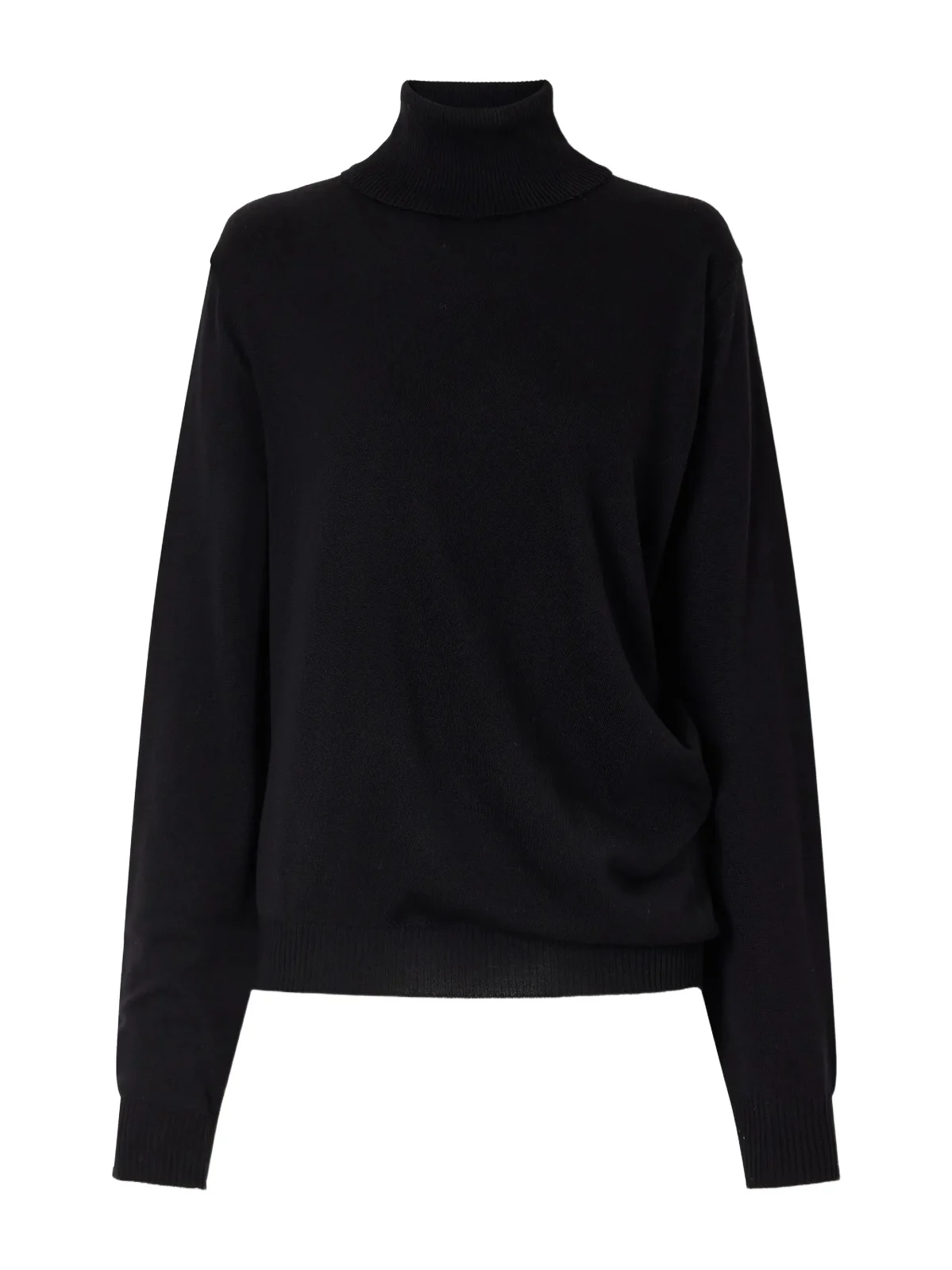 Gathered Wool Turtleneck