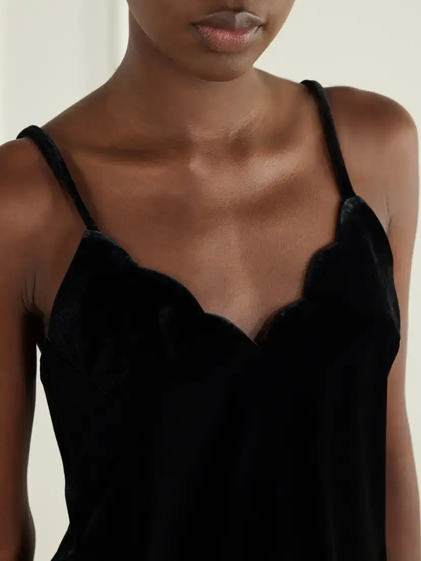 Loretta Caponi Pyrite Scalloped Velvet Cami | Thumbnail 5