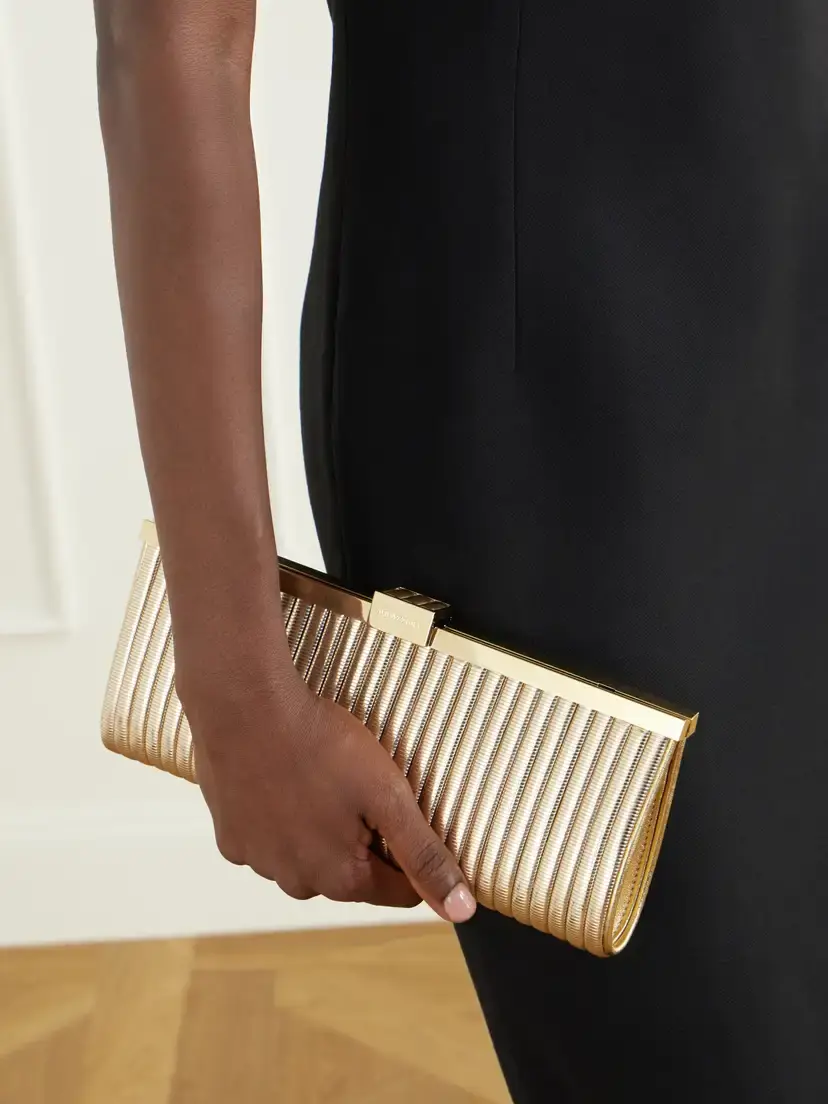 Aquazzura Heatwave Metallic Leather Clutch Bag | Thumbnail 2