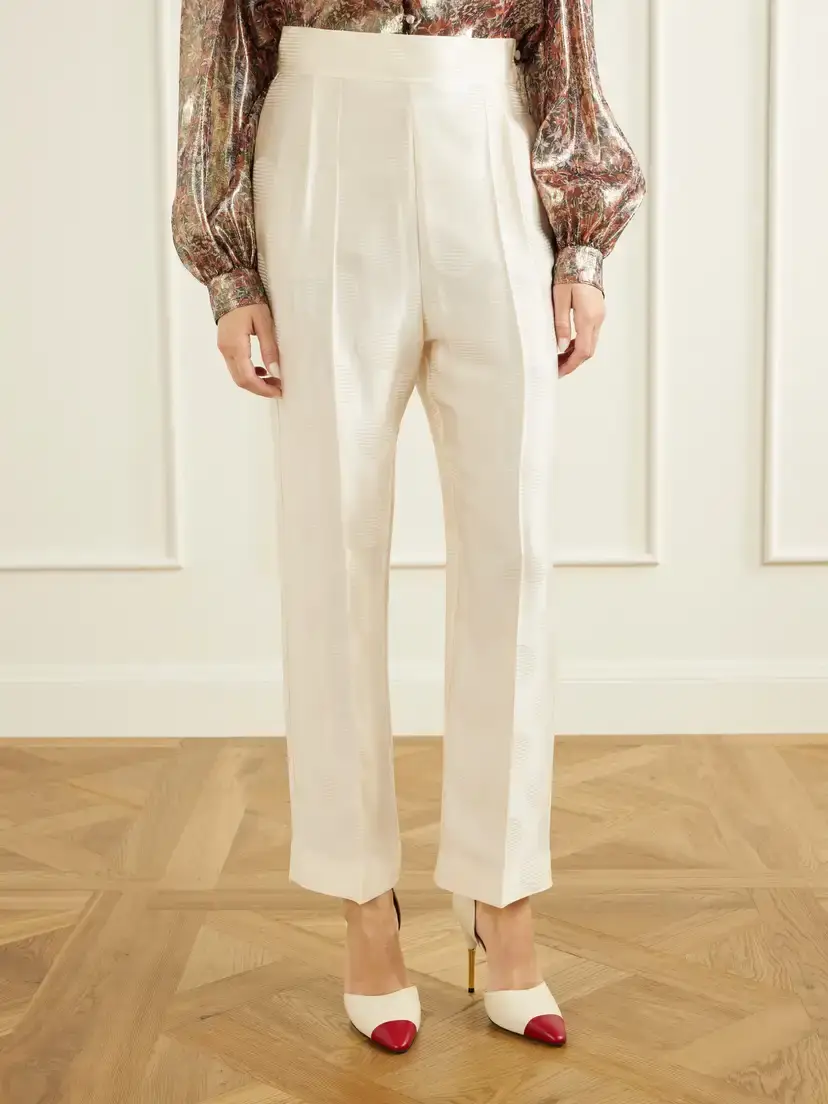 Valentino Garavani Polka-dot Silk Jacquard Straight-leg Pants | Thumbnail 3
