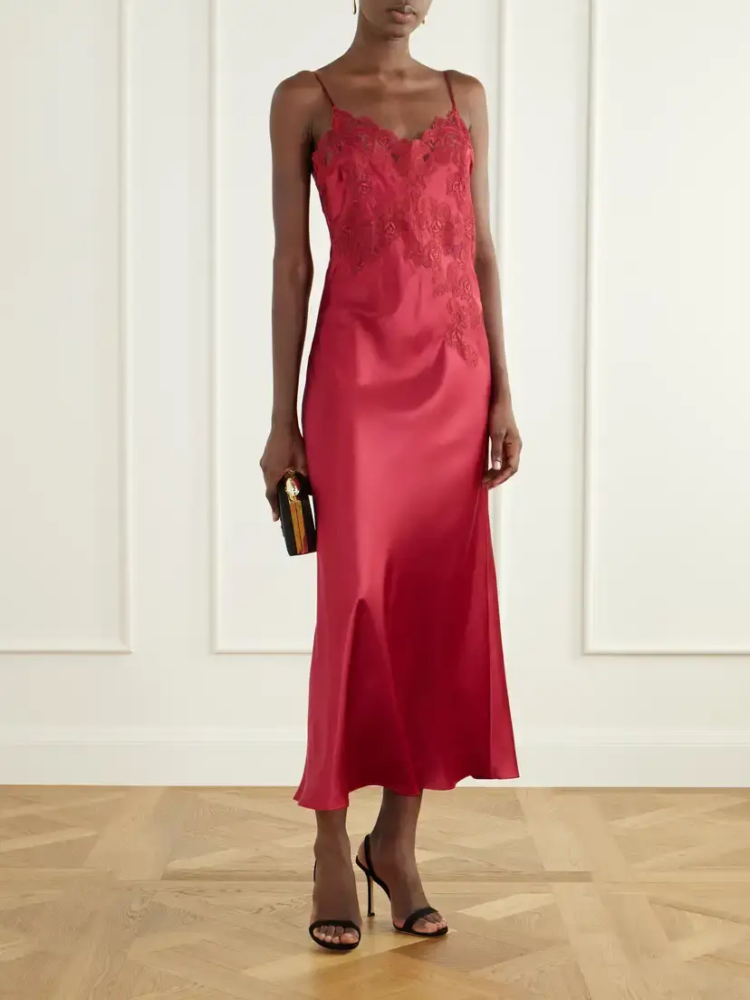 Loretta Caponi Grimilde Lace-trimmed Silk Maxi Dress | Thumbnail 2