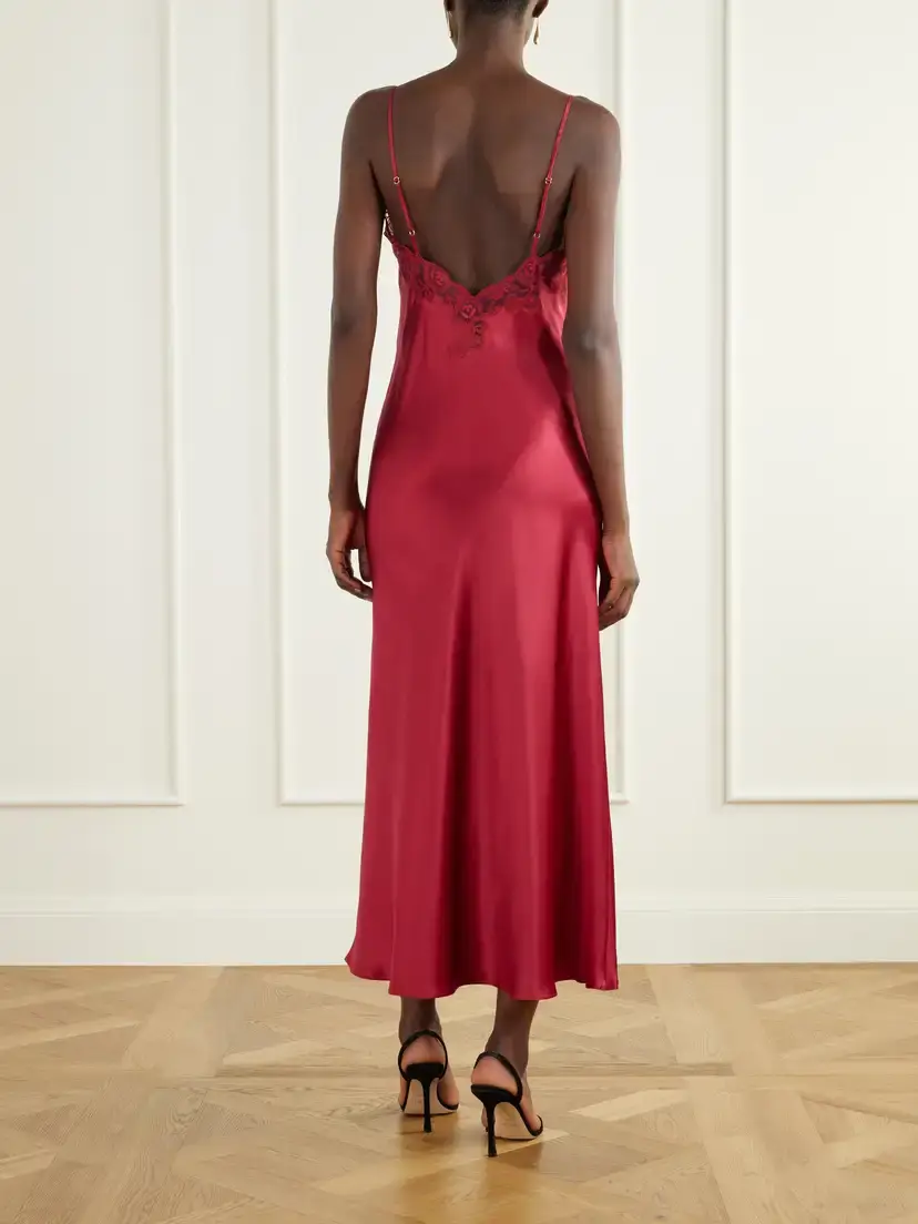 Loretta Caponi Grimilde Lace-trimmed Silk Maxi Dress | Thumbnail 3