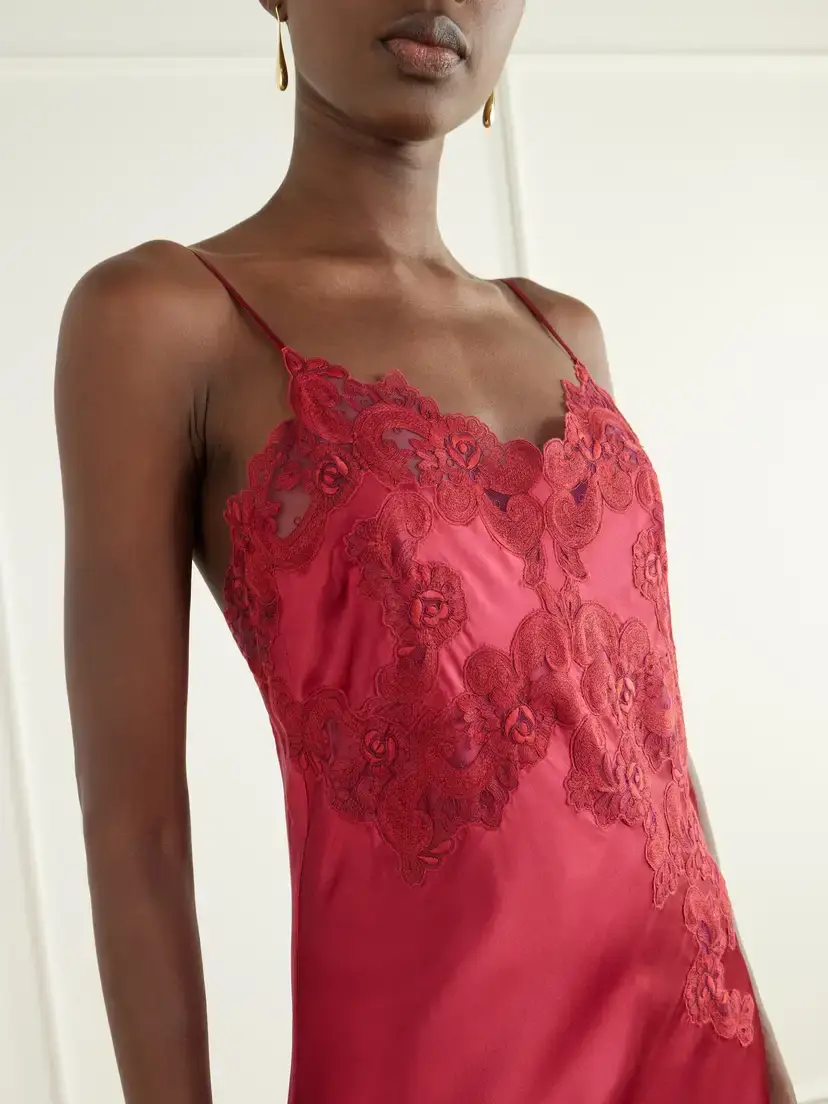 Loretta Caponi Grimilde Lace-trimmed Silk Maxi Dress | Thumbnail 4