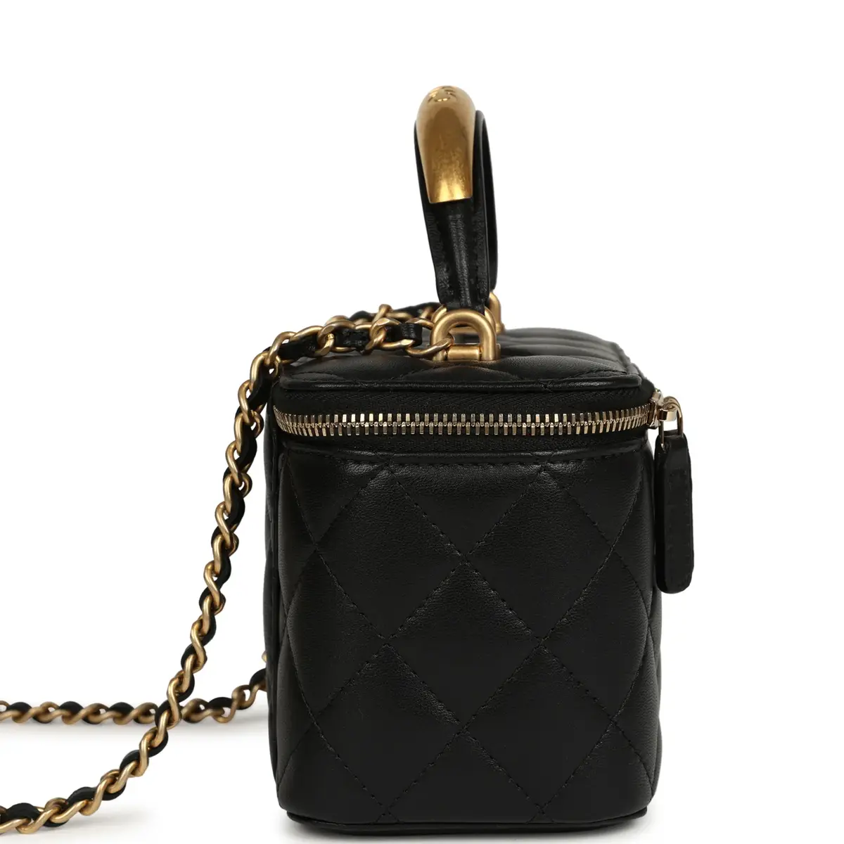 Chanel Chanel Small Top Handle Vanity Case with Chain Black Lambskin Antique Gold Hardware | Thumbnail 3 Chanel Chanel Small Top Handle Vanity Case with Chain Black Lambskin Antique Gold Hardware | Thumbnail 3