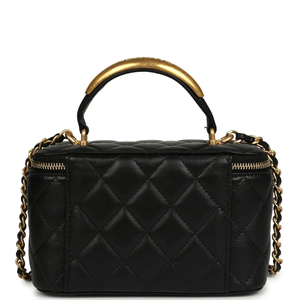 Chanel Chanel Small Top Handle Vanity Case with Chain Black Lambskin Antique Gold Hardware | Thumbnail 4 Chanel Chanel Small Top Handle Vanity Case with Chain Black Lambskin Antique Gold Hardware | Thumbnail 4