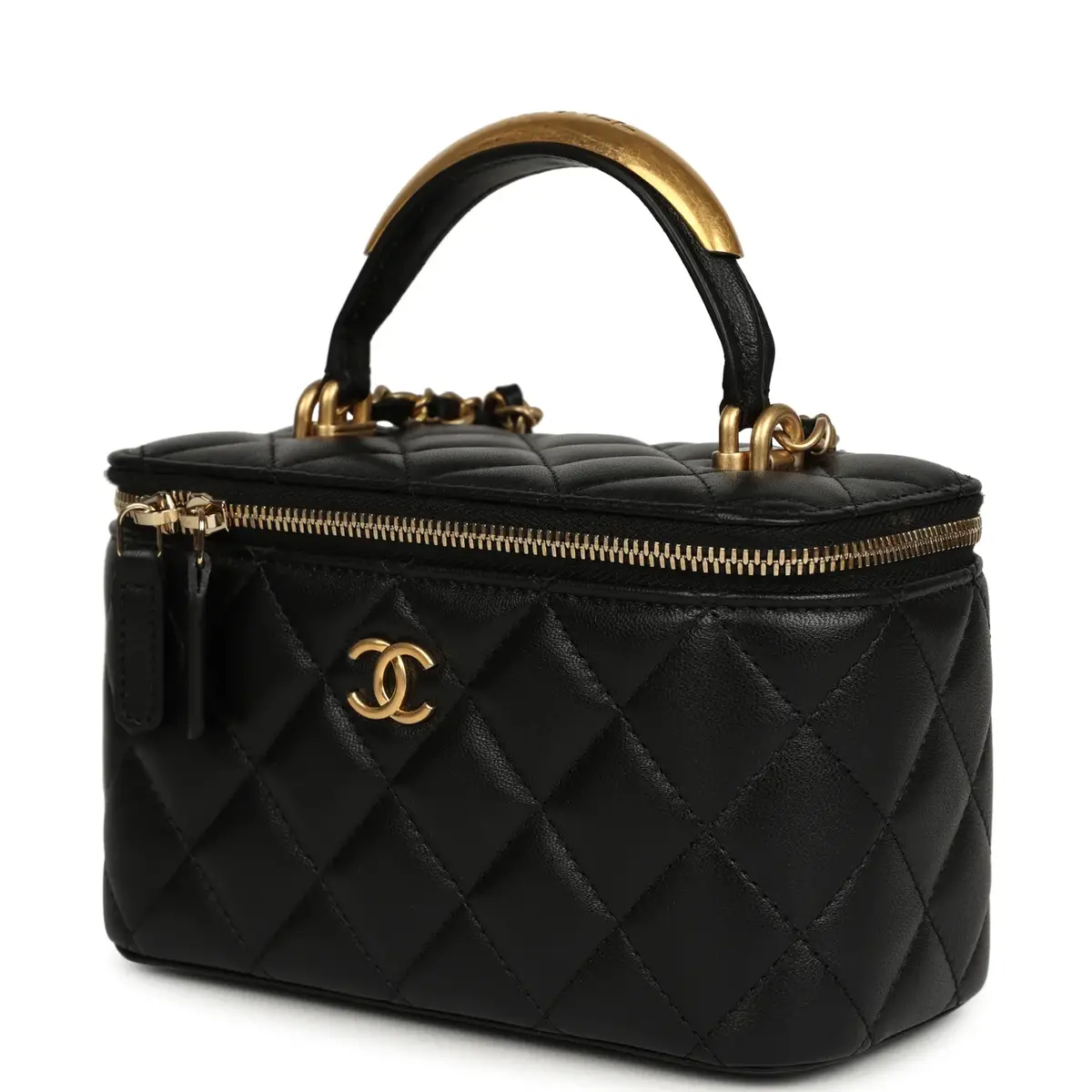 Chanel Chanel Small Top Handle Vanity Case with Chain Black Lambskin Antique Gold Hardware | Thumbnail 5 Chanel Chanel Small Top Handle Vanity Case with Chain Black Lambskin Antique Gold Hardware | Thumbnail 5