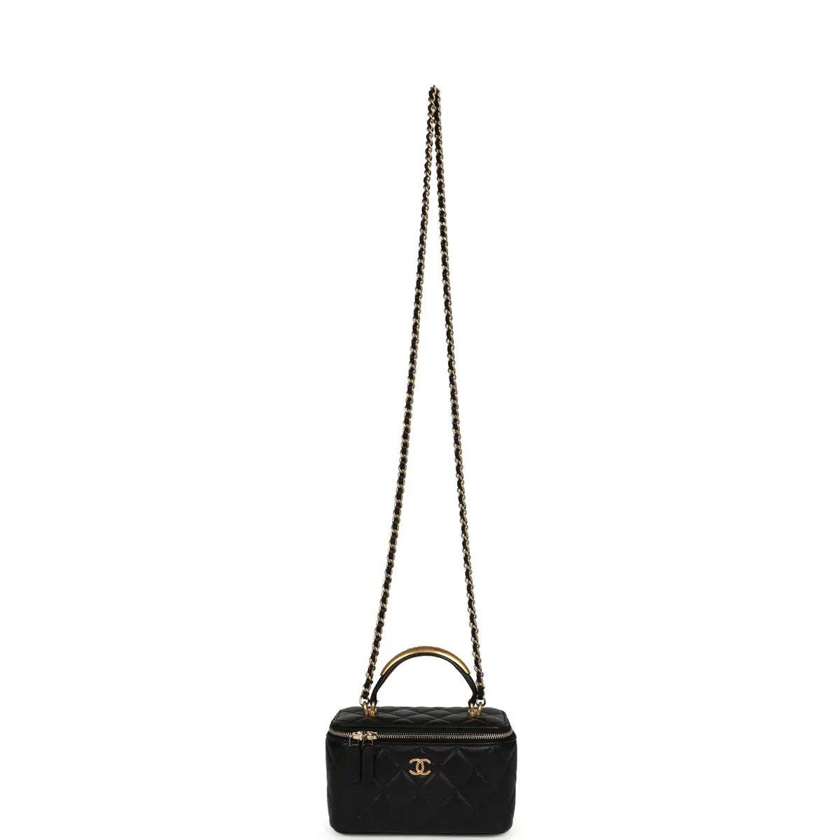 Chanel Chanel Small Top Handle Vanity Case with Chain Black Lambskin Antique Gold Hardware | Thumbnail 7 Chanel Chanel Small Top Handle Vanity Case with Chain Black Lambskin Antique Gold Hardware | Thumbnail 7