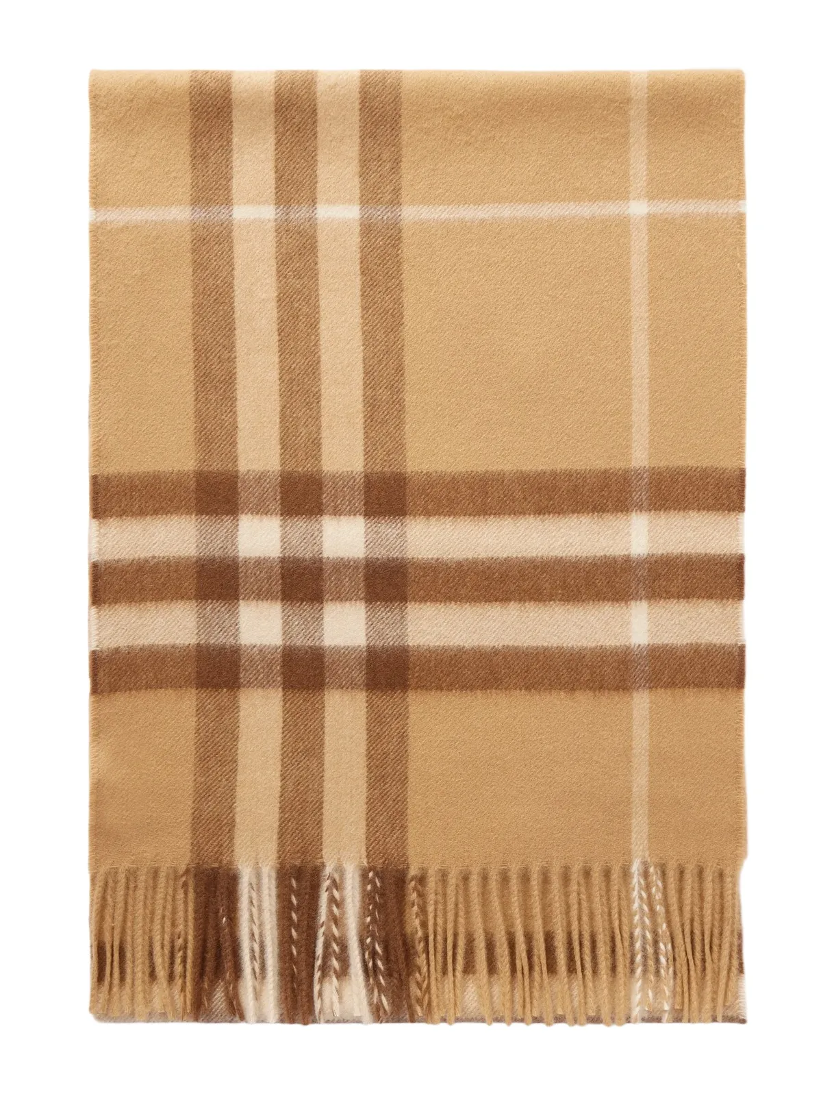 Burberry Fringed Checked Cashmere Scarf