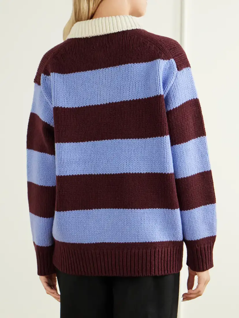 Polo Ralph Lauren Logo-embroidered Striped Wool-blend Polo Sweater | Thumbnail 4 Polo Ralph Lauren Logo-embroidered Striped Wool-blend Polo Sweater | Thumbnail 4