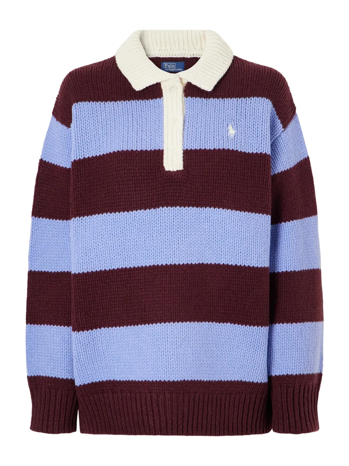 Logo-embroidered Striped Wool-blend Polo Sweater Logo-embroidered Striped Wool-blend Polo Sweater