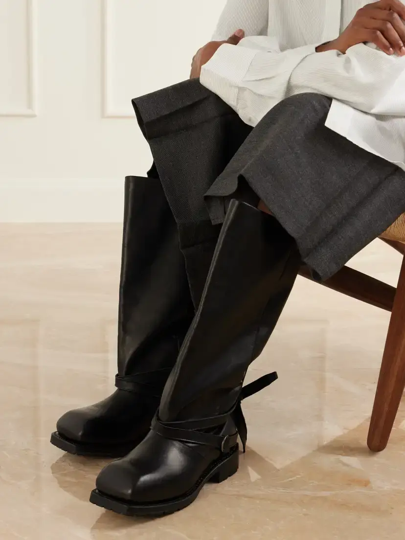 Our Legacy High Engine Tie-embellished Leather Knee Boots | Thumbnail 2