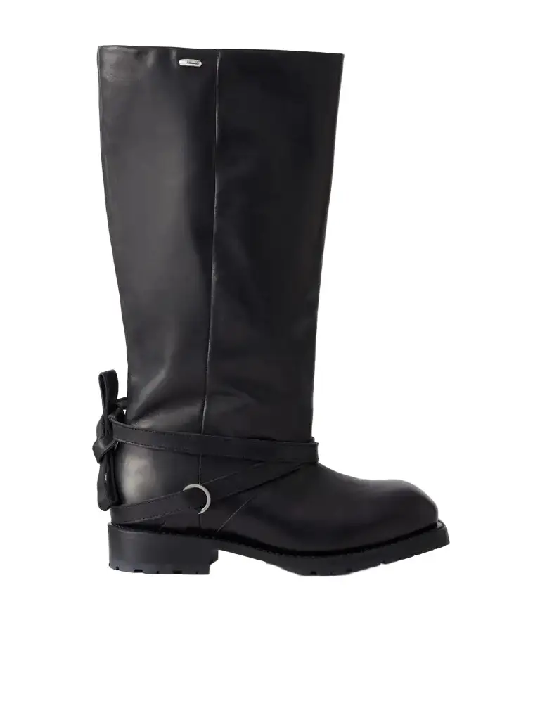 Our Legacy High Engine Tie-embellished Leather Knee Boots | Image 1 Our Legacy High Engine Tie-embellished Leather Knee Boots | Image 1