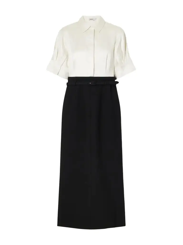 Simkhai Alvera Belted Twill Midi Dress