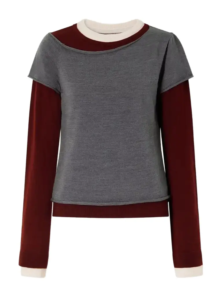 Staud Sera Layered Wool-blend Sweater