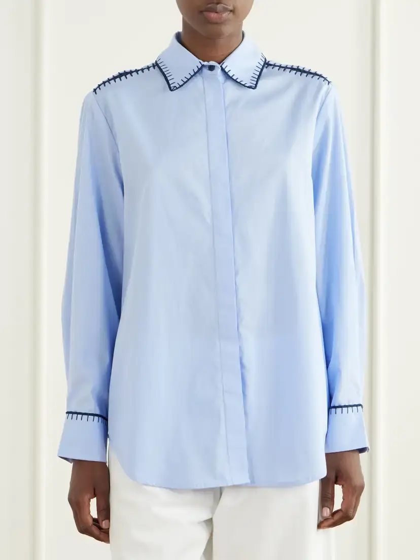 ESCVDO Arcangel Embroidered Cotton-poplin Shirt | Thumbnail 3 ESCVDO Arcangel Embroidered Cotton-poplin Shirt | Thumbnail 3