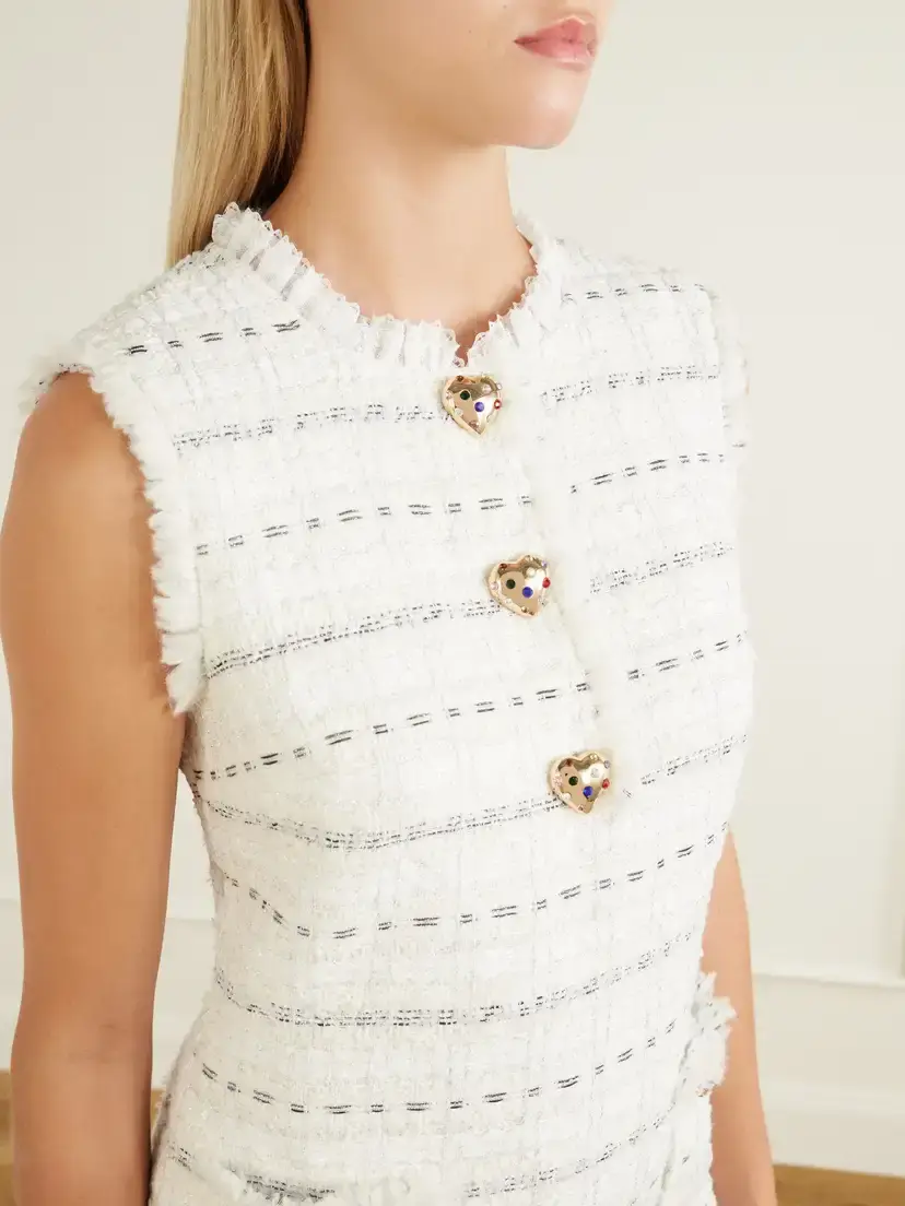 Self-Portrait Embellished Frayed Bouclé Mini Dress | Thumbnail 5 Self-Portrait Embellished Frayed Bouclé Mini Dress | Thumbnail 5