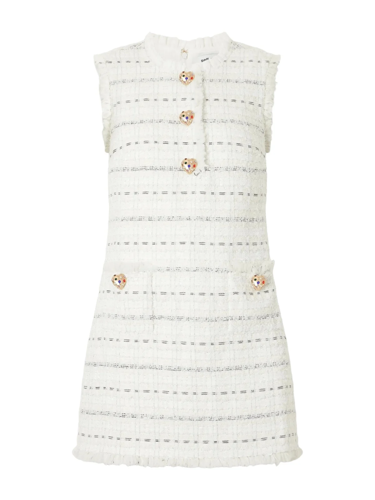 Embellished Frayed Bouclé Mini Dress
