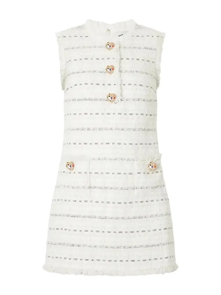 Self-Portrait Embellished Frayed Bouclé Mini Dress