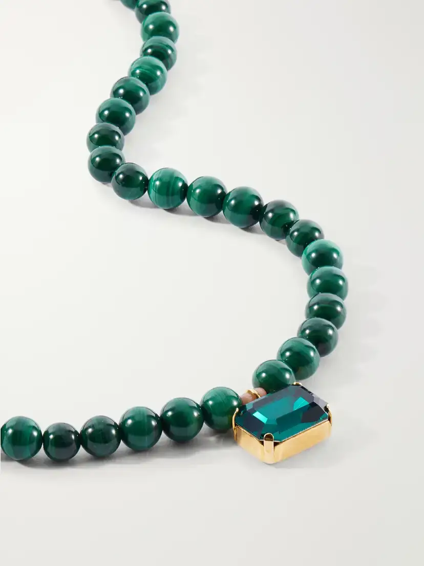 Jennifer Behr Sidonie Gold-tone Malachite And Crystal Necklace - Green | Thumbnail 4 Jennifer Behr Sidonie Gold-tone Malachite And Crystal Necklace - Green | Thumbnail 4