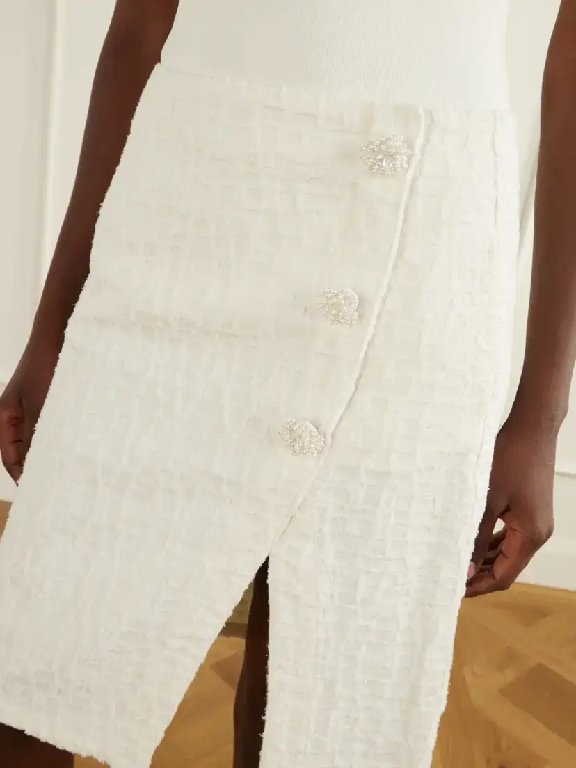 Self-Portrait Floral-embellished Denim Midi Skirt | Thumbnail 5