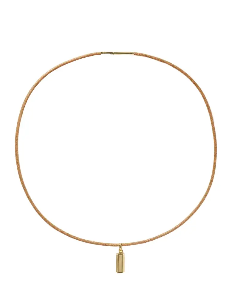 Marie Lichtenberg Micro Weight 18-karat Gold And Leather Necklace