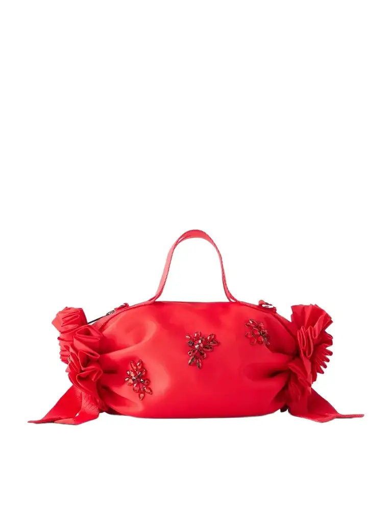 Simone Rocha Double Ribbon Rosette Crystal-embellished Satin Shoulder Bag | Image 1 Simone Rocha Double Ribbon Rosette Crystal-embellished Satin Shoulder Bag | Image 1