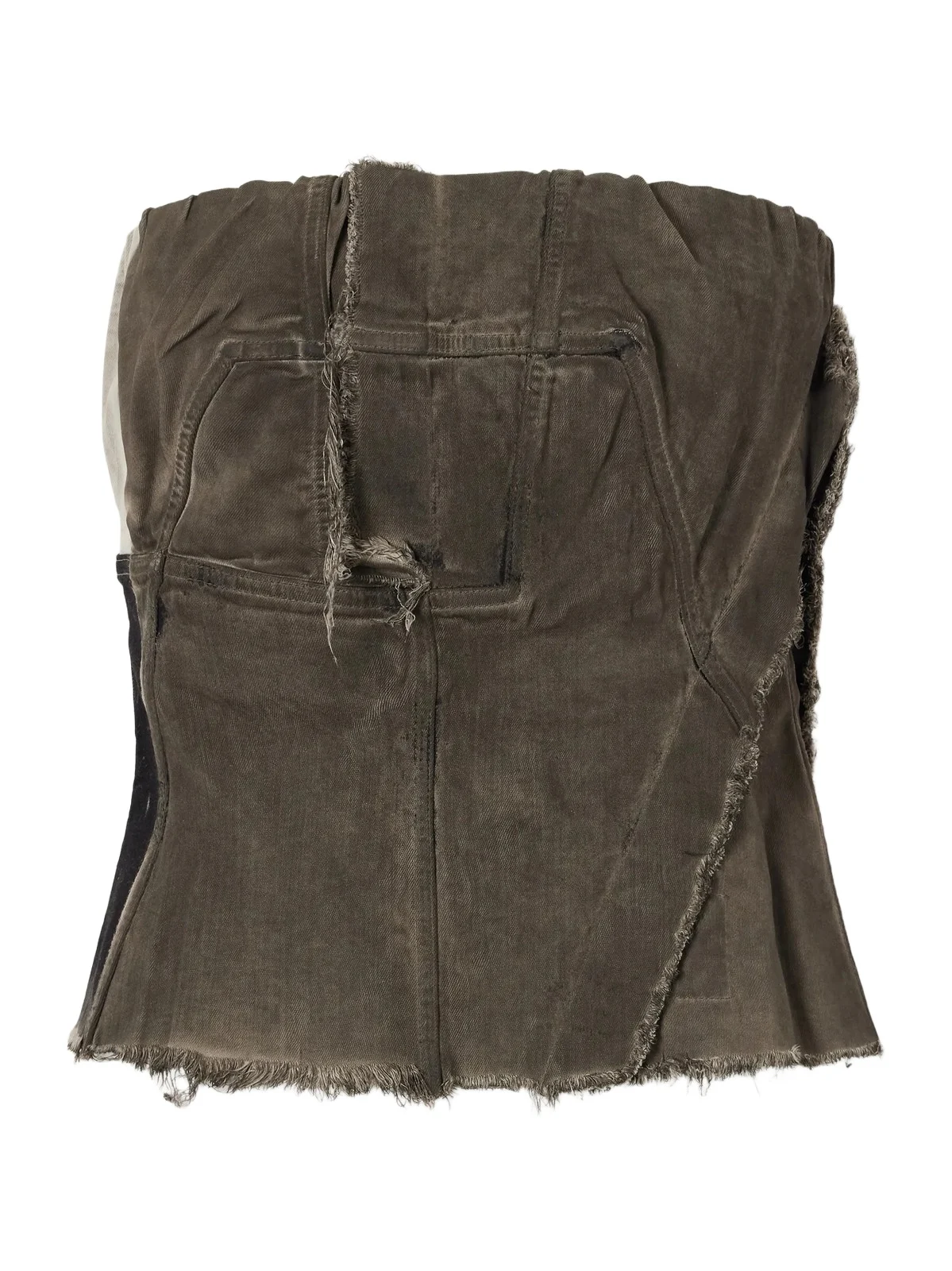 Drkshdw Paneled Frayed Stretch-denim Top Drkshdw Paneled Frayed Stretch-denim Top