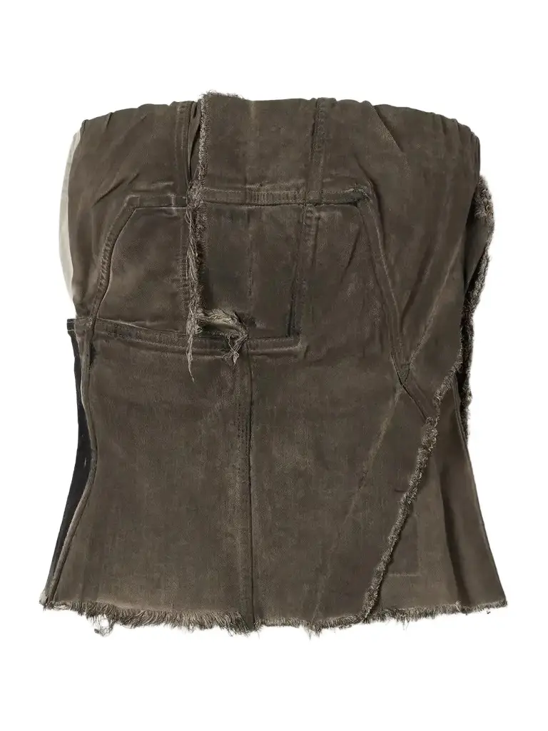 Rick Owens Drkshdw Paneled Frayed Stretch-denim Top | Image 1 Rick Owens Drkshdw Paneled Frayed Stretch-denim Top | Image 1